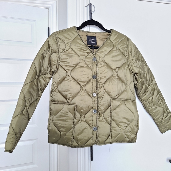 Nwt Cotton On Green Quilted Puffer 